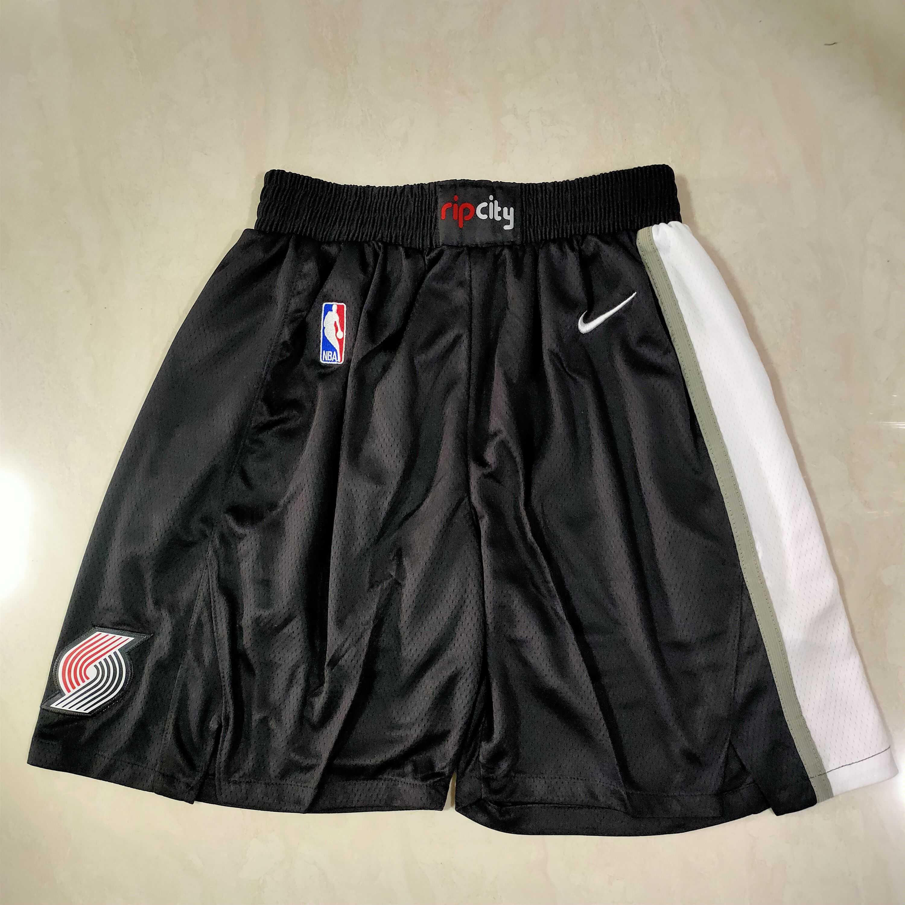 Men NBA Portland Trail Blazers Black Shorts 0416